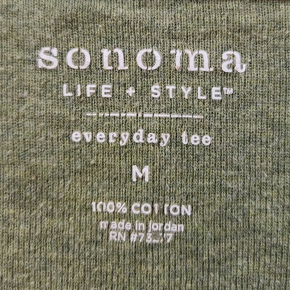 Sonoma Green Long Sleeve Crewneck Cotton T-shirt Size Medium - Picture 2 of 4